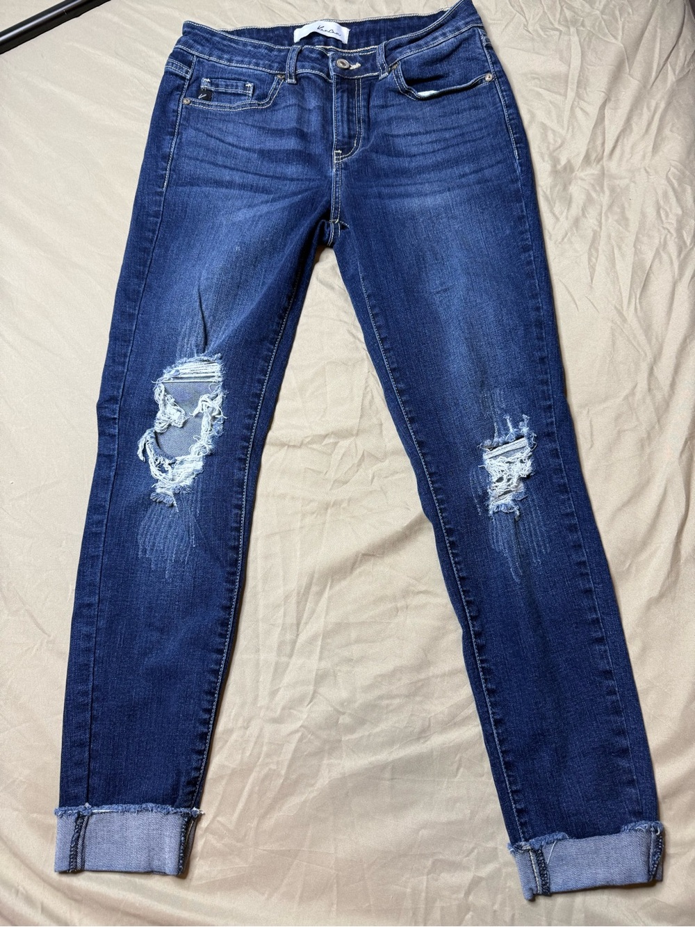 Kancan Blue Distressed Women's Skinny Jeans 7/27